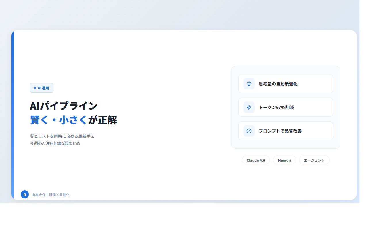 AIパイプラインの「質とコスト」を同時に攻める5つの記事